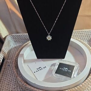 Coach Silver Necklace with Floral Charm